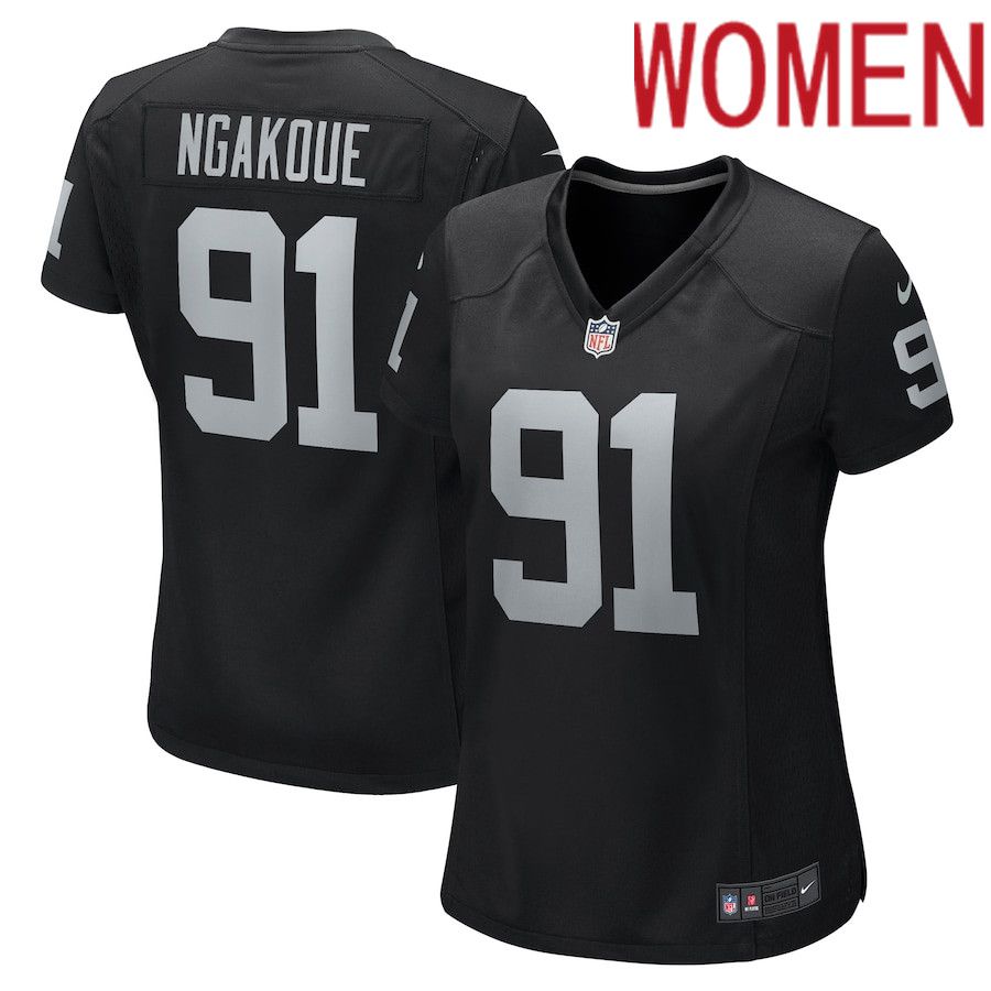 Cheap Women Oakland Raiders 91 Yannick Ngakoue Nike Black Game NFL Jersey